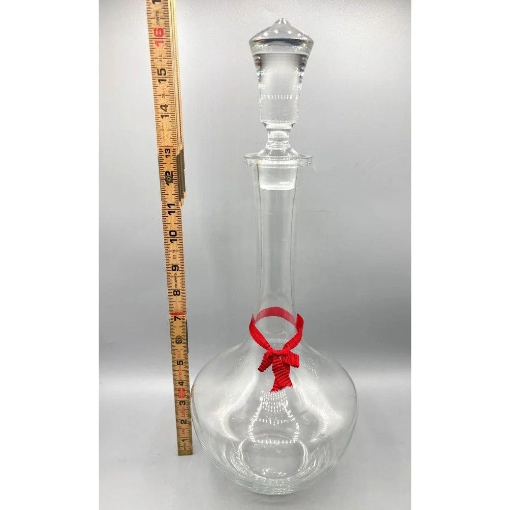 Vintage Tall Clear Glass Wine Decanter with‎ Faceted Stopper 16.5 in Bar EMPTY